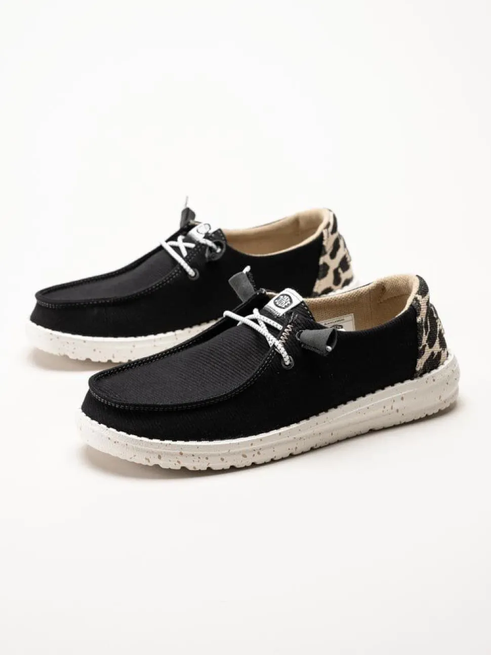 Hey Dude - Wendy Leopard - Svarta tygskor med leopard detalj