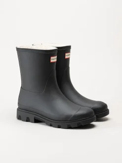 Hunter - Unisex Downpour Short Insulate - Svarta låga fodrade gummistövlar