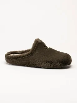Hush Puppies - Olivia - Mörkgröna fluffiga slip in tofflor