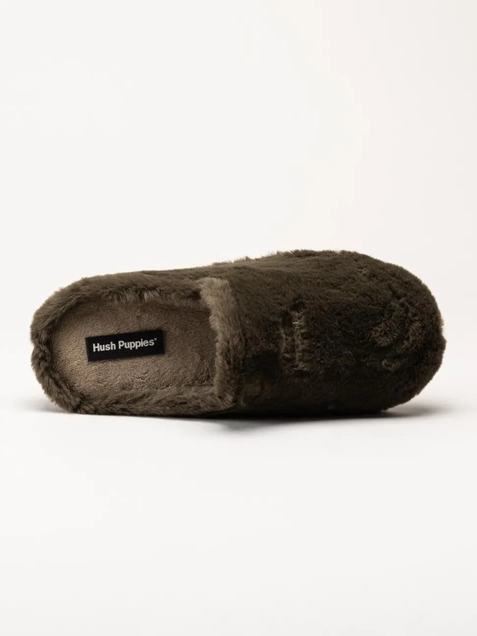 Hush Puppies - Olivia - Mörkgröna fluffiga slip in tofflor