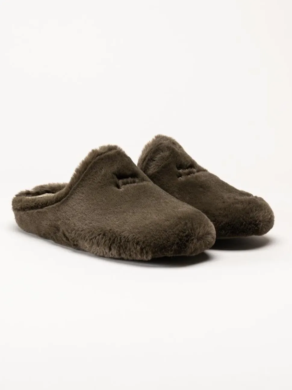 Hush Puppies - Olivia - Mörkgröna fluffiga slip in tofflor