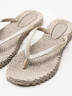 Ilse Jacobsen - Cheerful01 - Beige flip flops med glitter