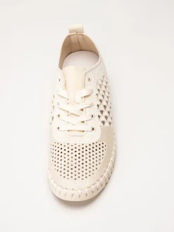 Ilse Jacobsen - Tulip Embroidery - Offwhite perforerade sneakers