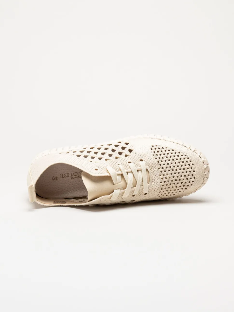Ilse Jacobsen - Tulip Embroidery - Offwhite perforerade sneakers