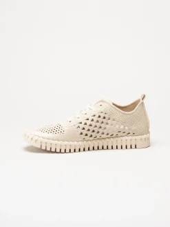 Ilse Jacobsen - Tulip Embroidery - Offwhite perforerade sneakers