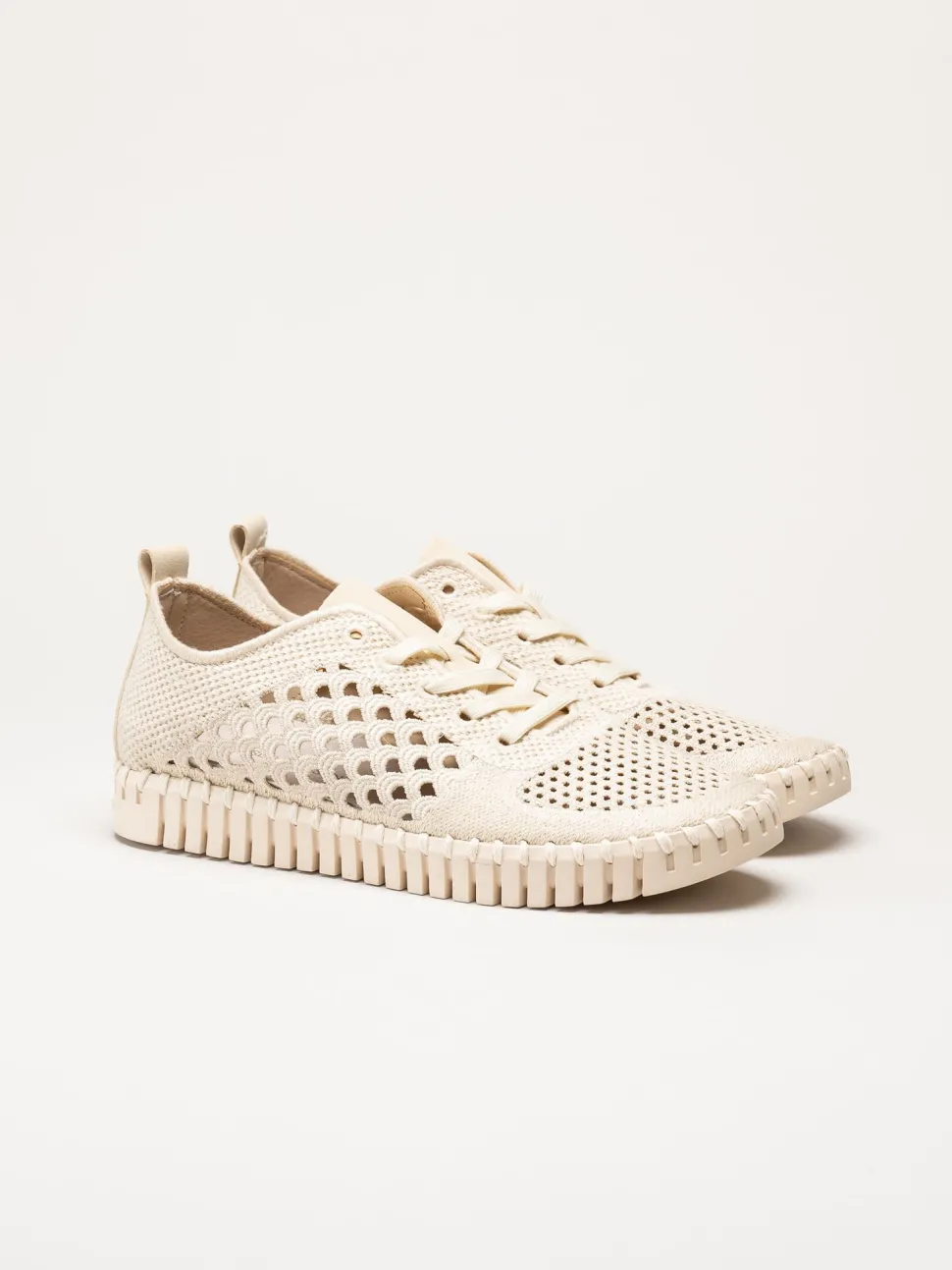 Ilse Jacobsen - Tulip Embroidery - Offwhite perforerade sneakers
