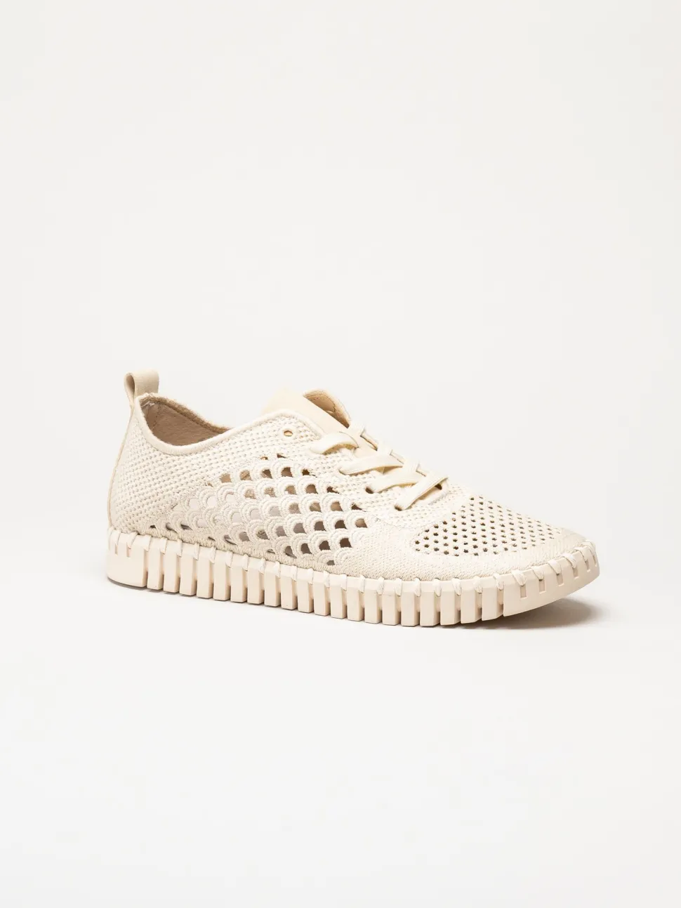 Ilse Jacobsen - Tulip Embroidery - Offwhite perforerade sneakers