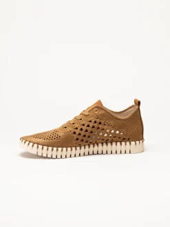 Ilse Jacobsen - Tulip Embroidery - Bruna perforerade sneakers