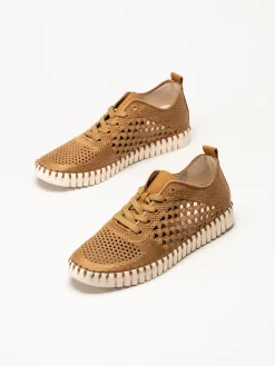 Ilse Jacobsen - Tulip Embroidery - Bruna perforerade sneakers