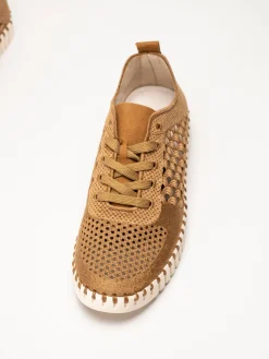 Ilse Jacobsen - Tulip Embroidery - Bruna perforerade sneakers