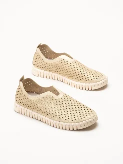 Ilse Jacobsen - Tulip Glitter - Beige slip on skor