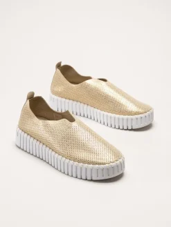 Ilse Jacobsen - Tulip3577 - Guldiga slip on skor