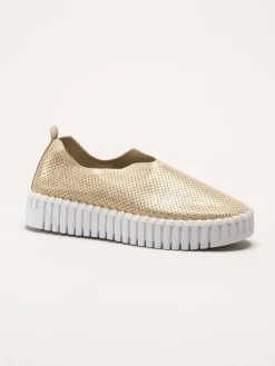 Ilse Jacobsen - Tulip3577 - Guldiga slip on skor