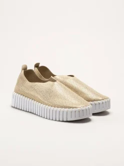 Ilse Jacobsen - Tulip3577 - Guldiga slip on skor
