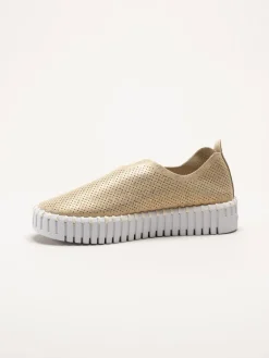 Ilse Jacobsen - Tulip3577 - Guldiga slip on skor