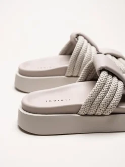 Inuikii - Cord Athena - Grå slip in sandaler i skinn