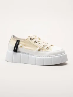 Inuikii - Matilda Canvas low - Ljusgula platåsneakers i textil