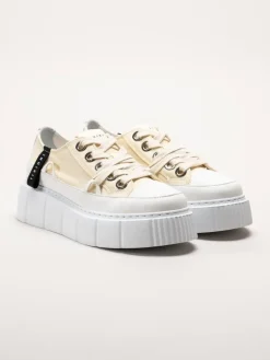 Inuikii - Matilda Canvas low - Ljusgula platåsneakers i textil