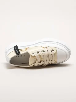 Inuikii - Matilda Canvas low - Ljusgula platåsneakers i textil