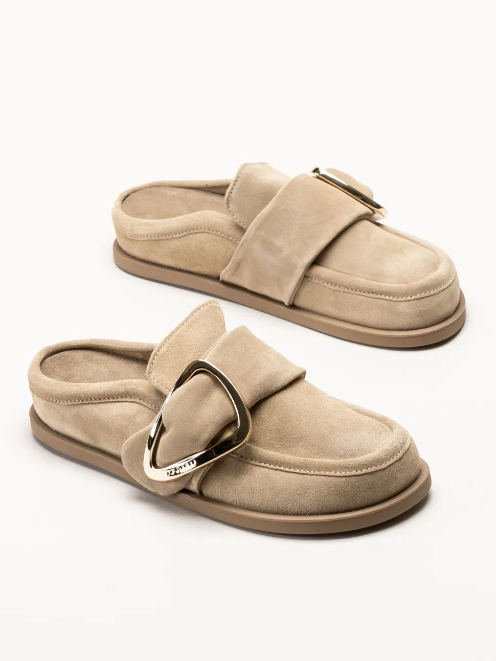 Inuikii - Mule Soft - Beige mule med guldigt spänne
