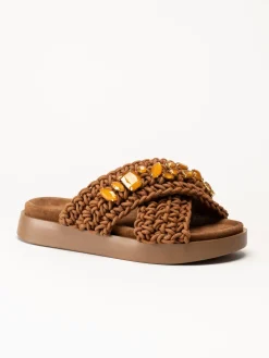 Inuikii - Woven Stones - Bruna sandaler i virkad textil