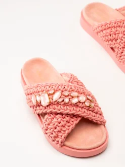 Inuikii - Woven Stones - Rosa slip in sandaler i virkad textil