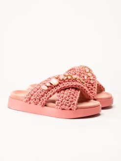 Inuikii - Woven Stones - Rosa slip in sandaler i virkad textil