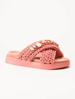 Inuikii - Woven Stones - Rosa slip in sandaler i virkad textil