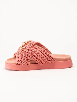 Inuikii - Woven Stones - Rosa slip in sandaler i virkad textil