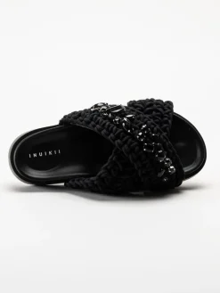 Inuikii - Woven Stones - Svarta slip in sandaler i virkad textil