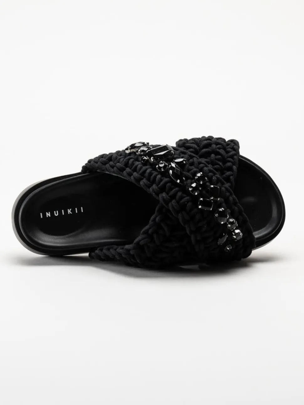 Inuikii - Woven Stones - Svarta slip in sandaler i virkad textil