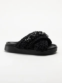 Inuikii - Woven Stones - Svarta slip in sandaler i virkad textil