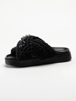 Inuikii - Woven Stones - Svarta slip in sandaler i virkad textil