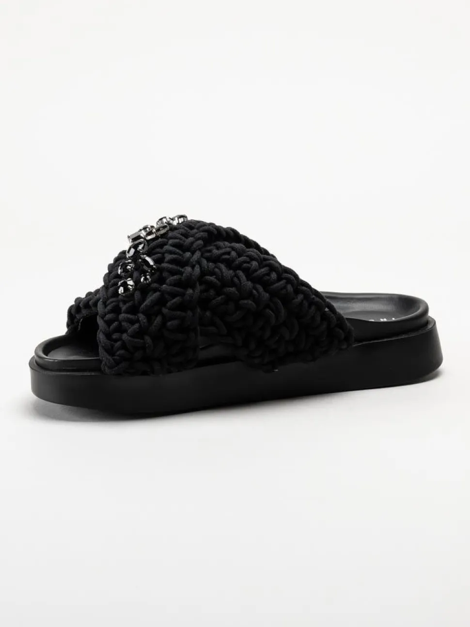 Inuikii - Woven Stones - Svarta slip in sandaler i virkad textil