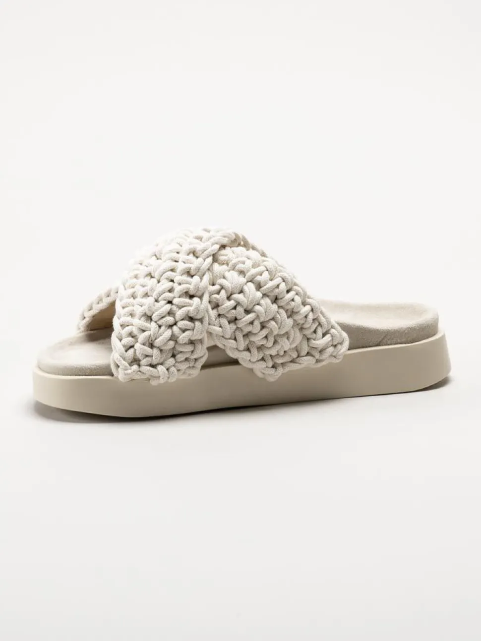 Inuikii - Woven - Vita slip in sandaler i virkad textil