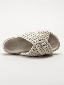 Inuikii - Woven - Vita slip in sandaler i virkad textil