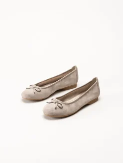 Jana - Beige ballerinaskor i textil