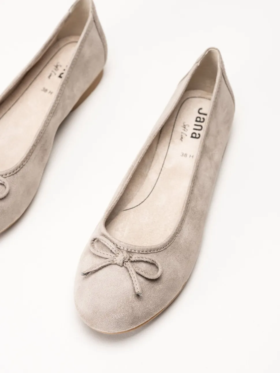 Jana - Beige ballerinaskor i textil