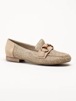 Jana - Beige loafers i textil