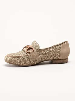 Jana - Beige loafers i textil