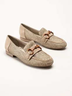 Jana - Beige loafers i textil