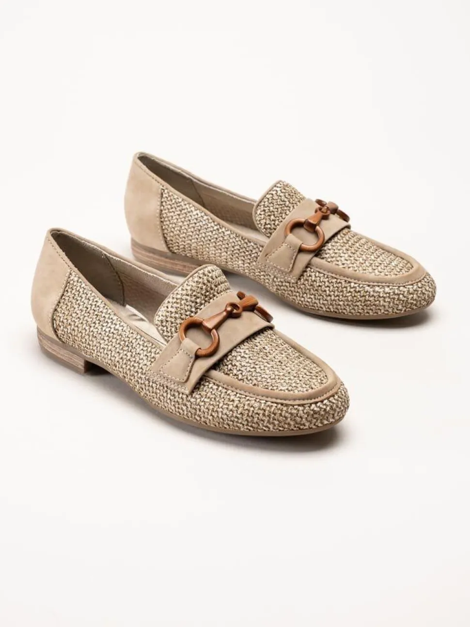 Jana - Beige loafers i textil