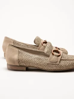 Jana - Beige loafers i textil