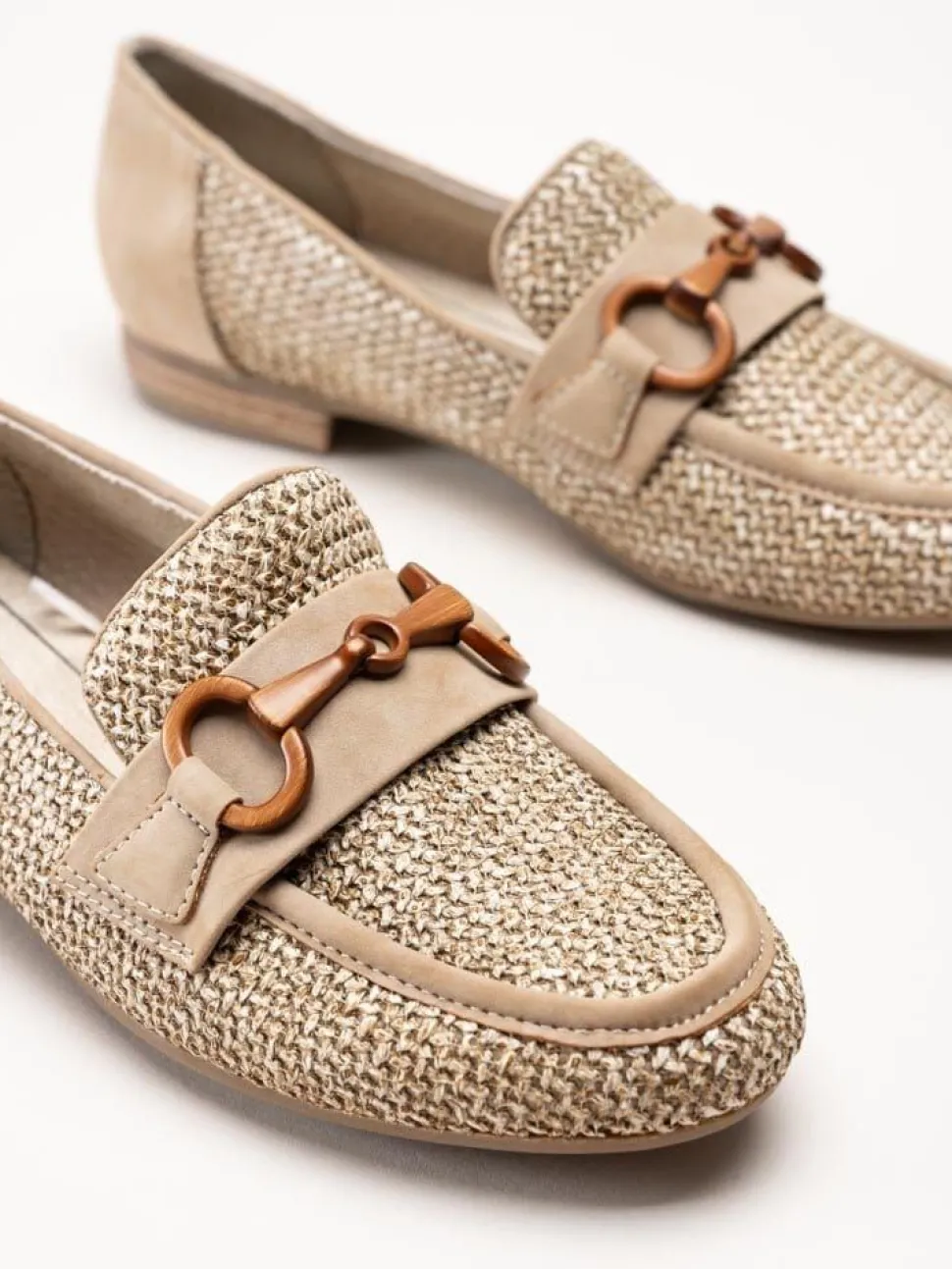 Jana - Beige loafers i textil