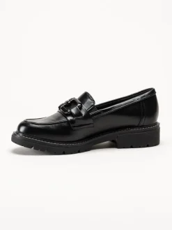Jana - Svarta loafers i skinnimitation