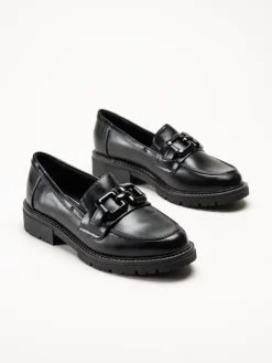 Jana - Svarta loafers i skinnimitation