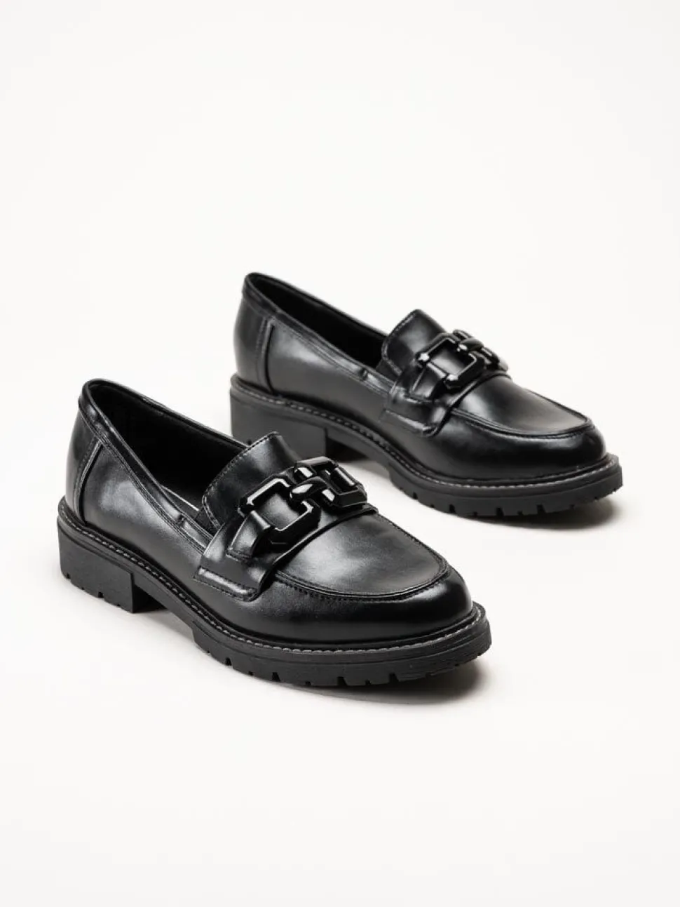 Jana - Svarta loafers i skinnimitation