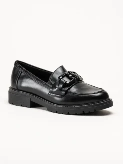 Jana - Svarta loafers i skinnimitation