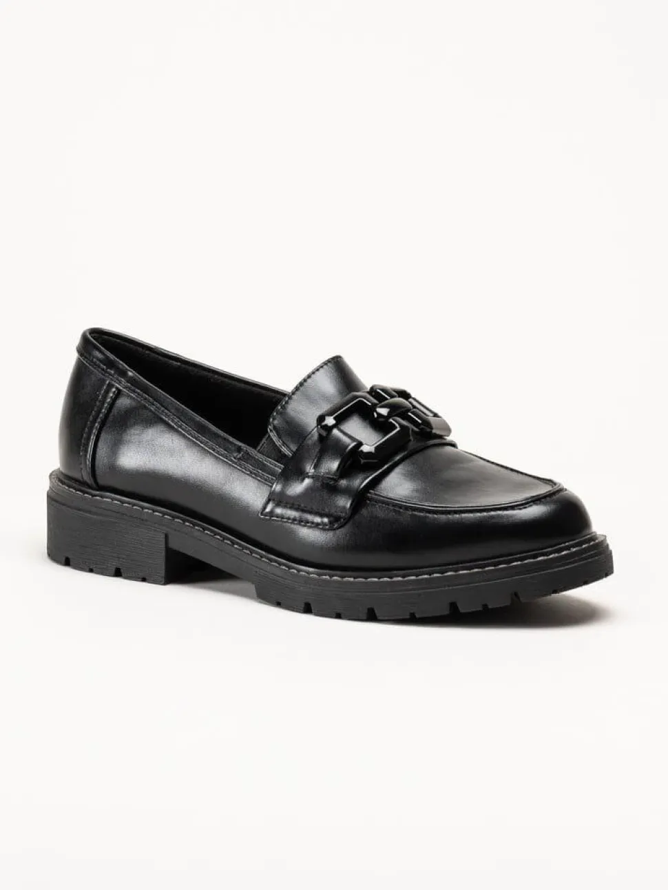Jana - Svarta loafers i skinnimitation