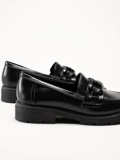 Jana - Svarta loafers i skinnimitation